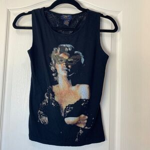Y London – Marilyn Monroe Graphic Lace-Back Tank | Youthful & Edgy Style (S) Y2K